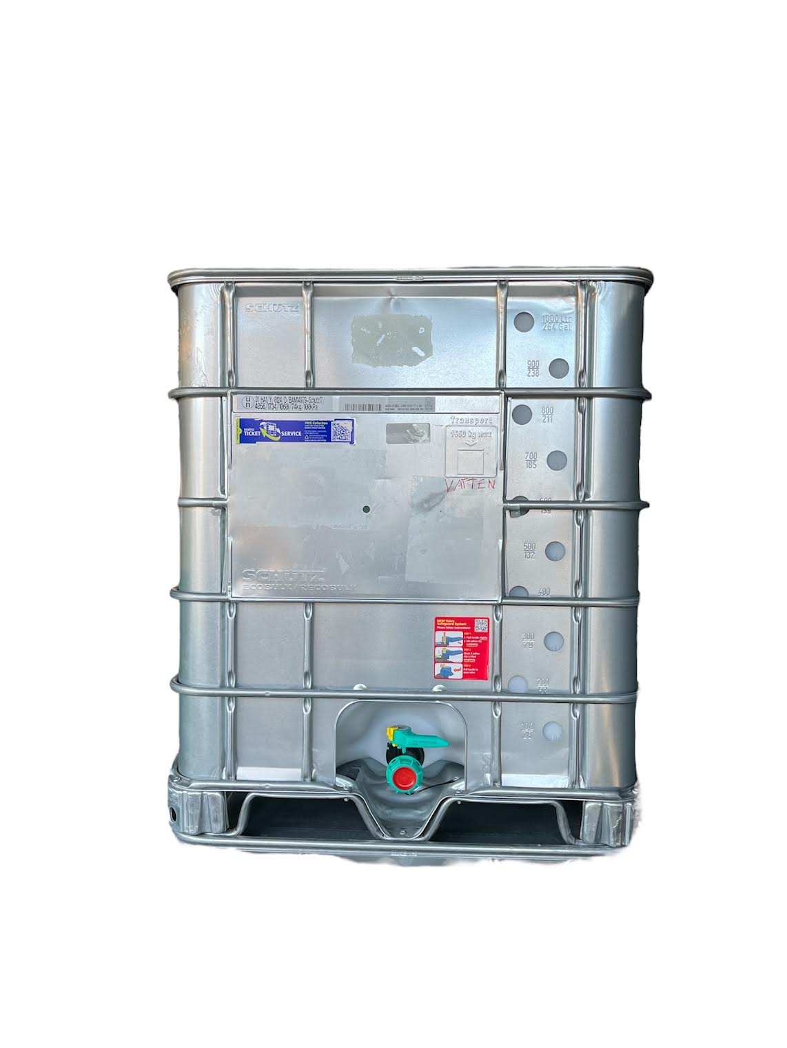 Rekonditionerad Stålmantlad IBC-tank 1000 liter