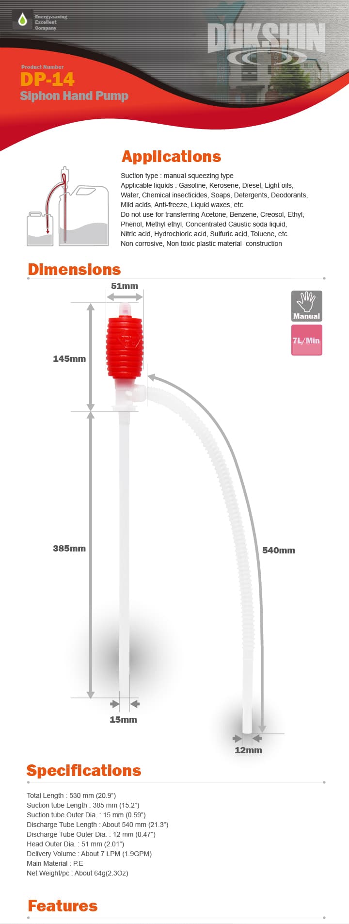 Pump för dunkar - hinkar - behållare