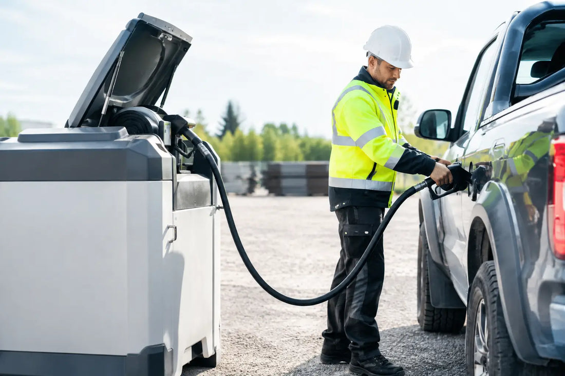 Exempel på mobil tankstation för arbetsplatsen
