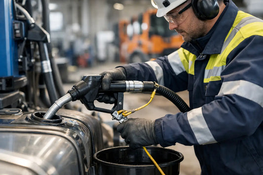 Exempel på säker dieseltappning i verkstad