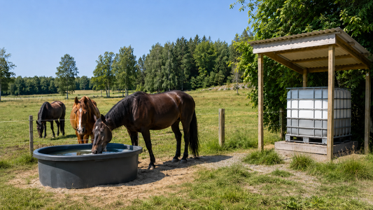 Vatten till hästar i hagen – så förvarar du dricksvattnet säkert under sommaren