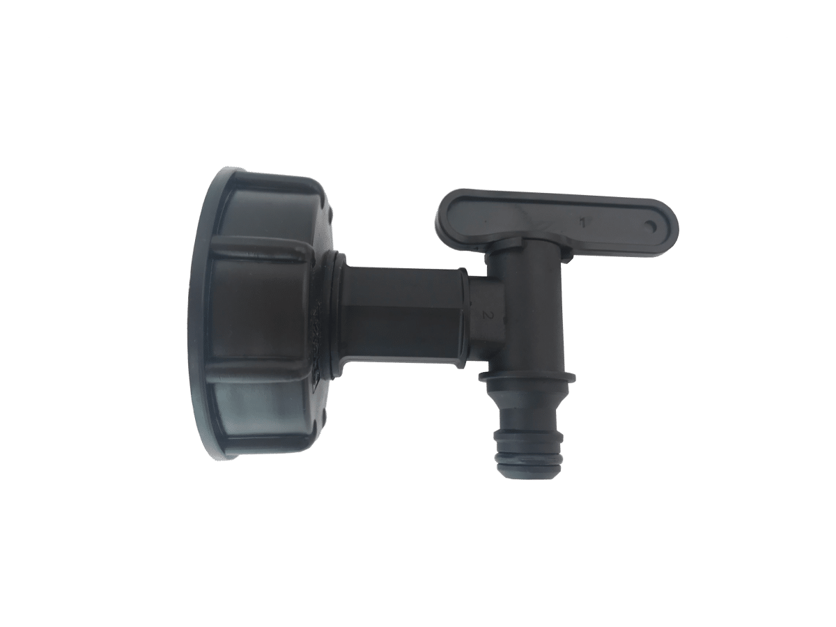 Kran till IBC-tank med snabbkoppling av Gardena typ