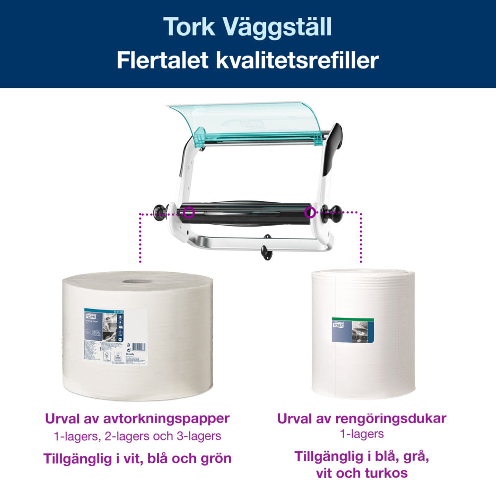 Tork Väggställ Dispenser vit/turkos W1